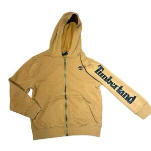 Timberland Boys Size Medium Golden Brown Full Zip Logo Hoodie